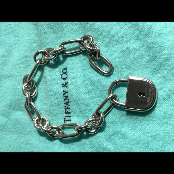 TIFFANY & CO. STERLING SILVER LOCK BRACELET - Picture 3 of 4